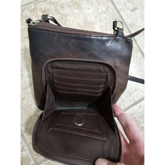 Fossil Brown Leather Crossbody Bag Wallet Purse Organizer Vintage Style - Picture 7 of 8